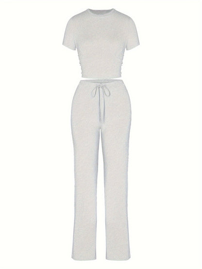 Delcy | Lounge Set met T-Shirt en Wijde Broek