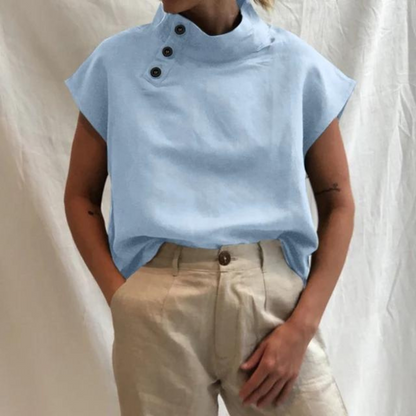 Dorothea | Button-Detail Linen Top