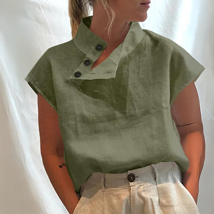 Dorothea | Button-Detail Linen Top