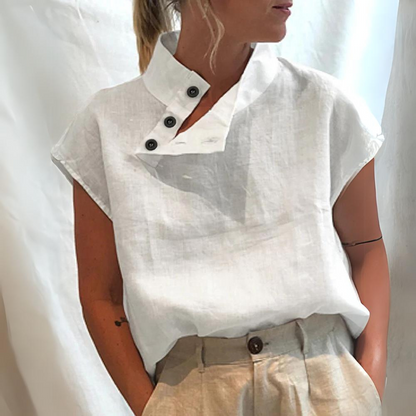Dorothea | Button-Detail Linen Top