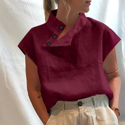Dorothea | Button-Detail Linen Top