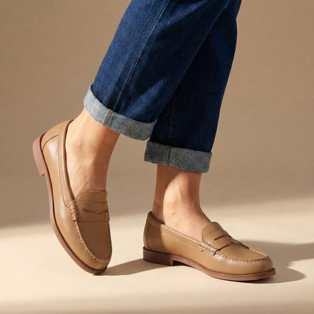 Penny Loafers Voor Dames Met Ronde Neus