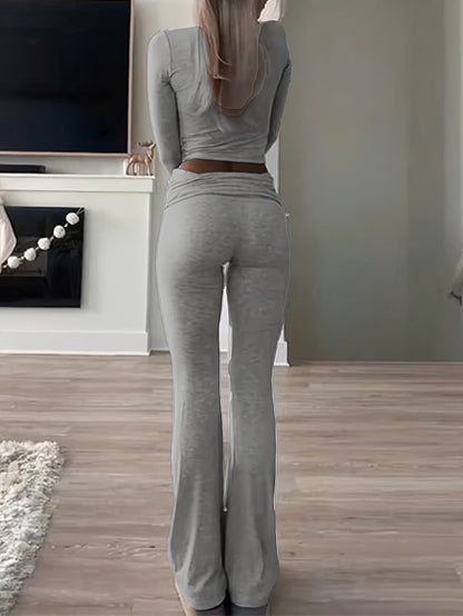Deona | Lounge Set met Lange Mouwen en Flared Broek