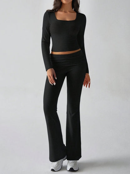 Deona | Lounge Set met Lange Mouwen en Flared Broek