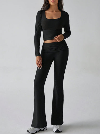 Deona | Lounge Set met Lange Mouwen en Flared Broek