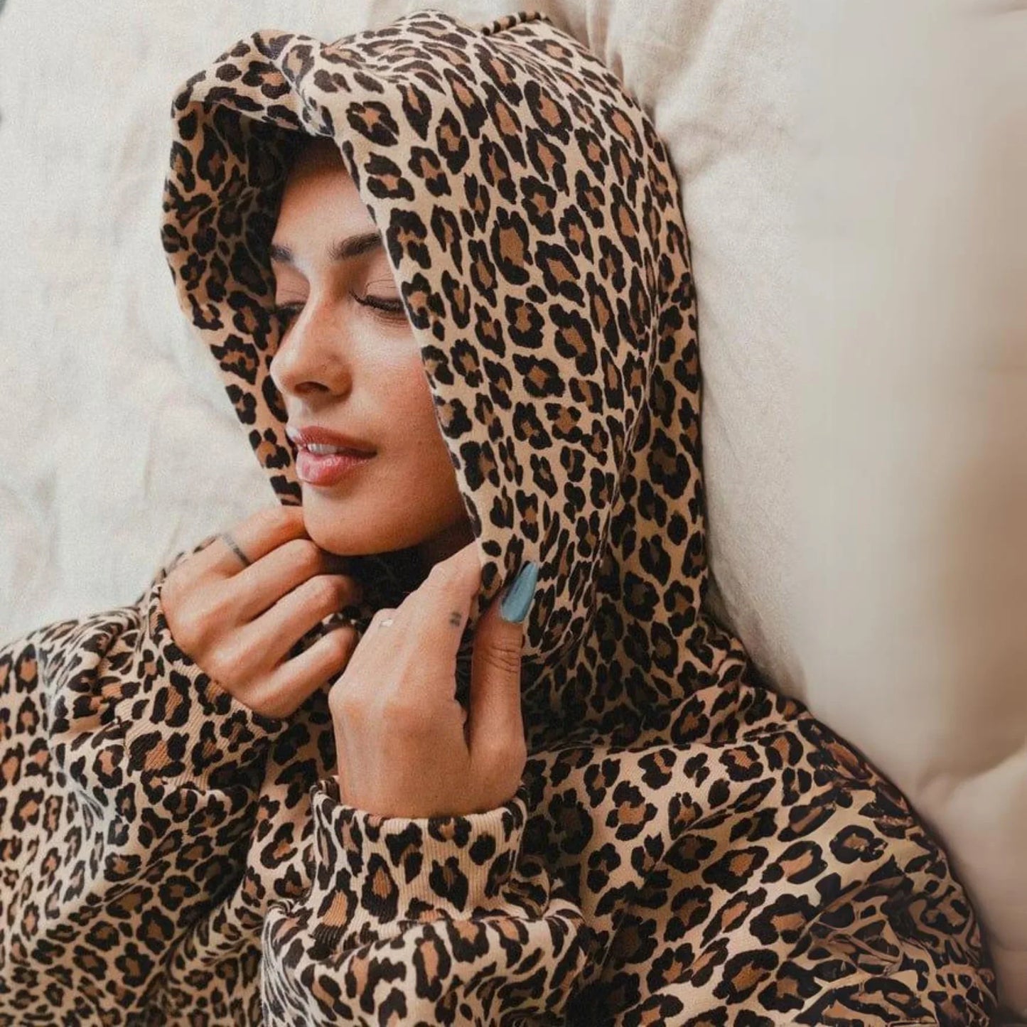Oversized Luxe Dames Hoodie met Panter Print