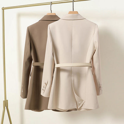 Elegante Stijlvolle Dames Blazer met Riem en Zakken