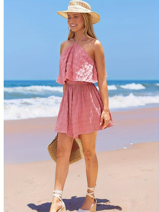 Yaletha | Zomerse Strandset met Gelaagde Top en Rok