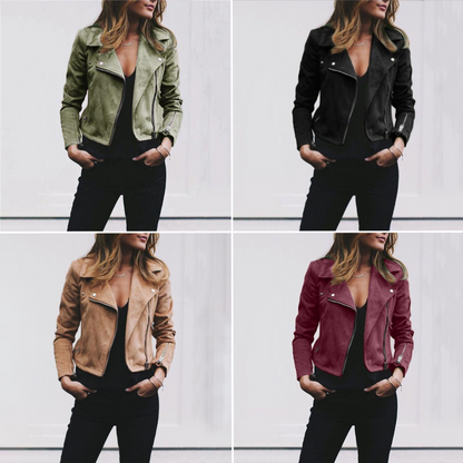 Trendy tailored women's biker jacket with zipper