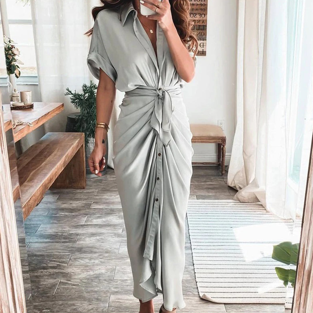 Julietta | Knoop Jurk met Taille Detail voor Dames