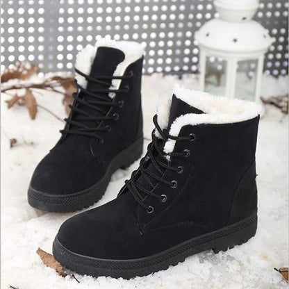 Warme Dames Enkelboots met Veters en Zachte Voering