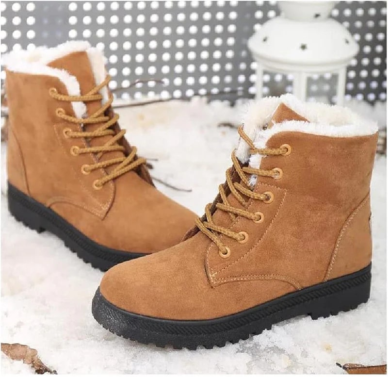 Warme Dames Enkelboots met Veters en Zachte Voering