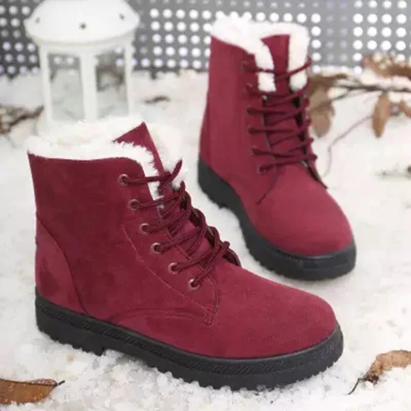 Warme Dames Enkelboots met Veters en Zachte Voering