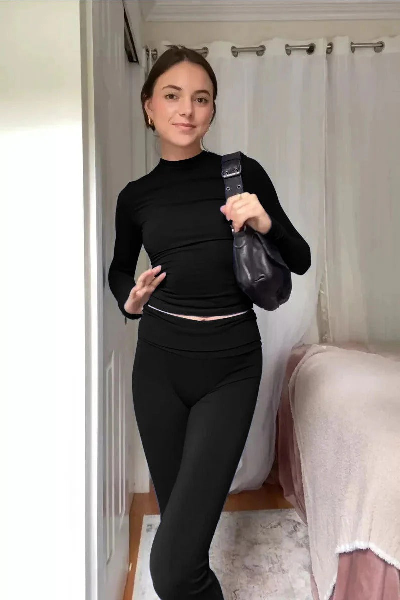 Bonie | Rib Lounge Set met Lange Mouwen - Two-Piece