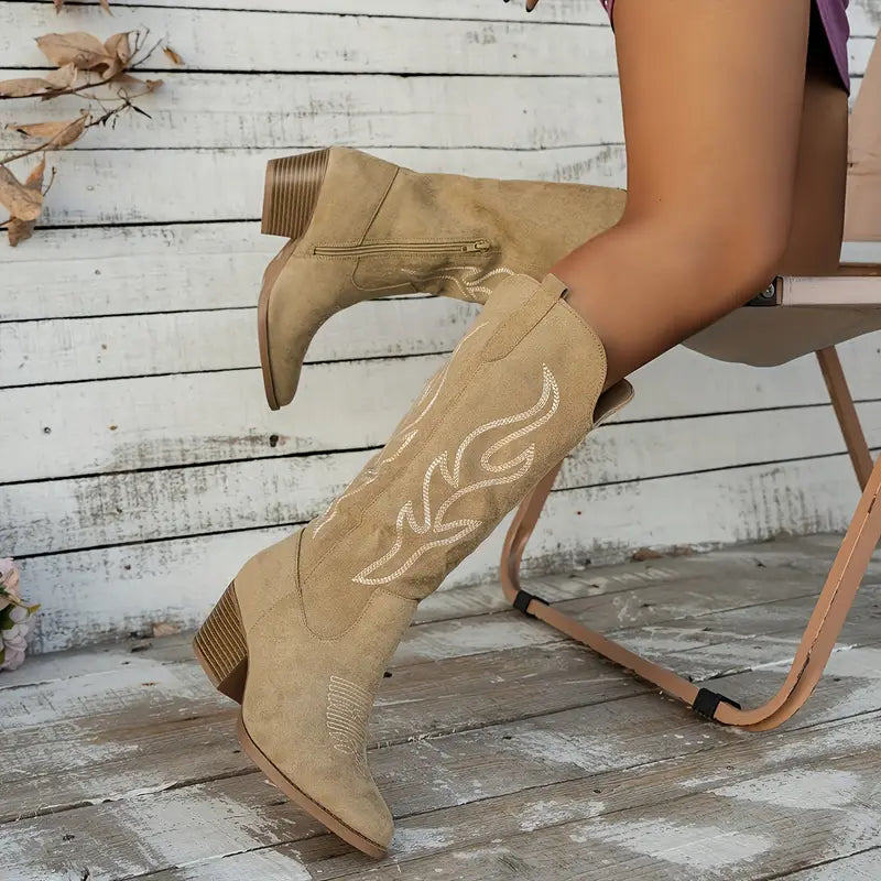 Trendy Elegante Cowboy Dames Laarzen met Rits