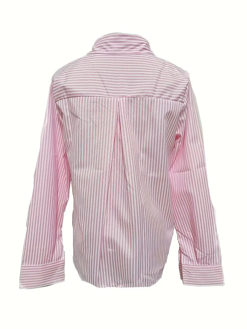 Bincy | Gestreepte Overhemdblouse met Lange Mouwen - Casual