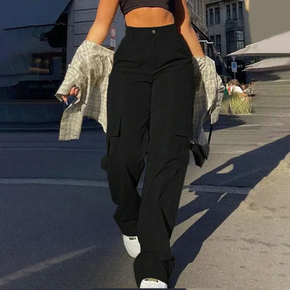 Belita | High Waist Cargo Broek met Zijlading - Streetstyle