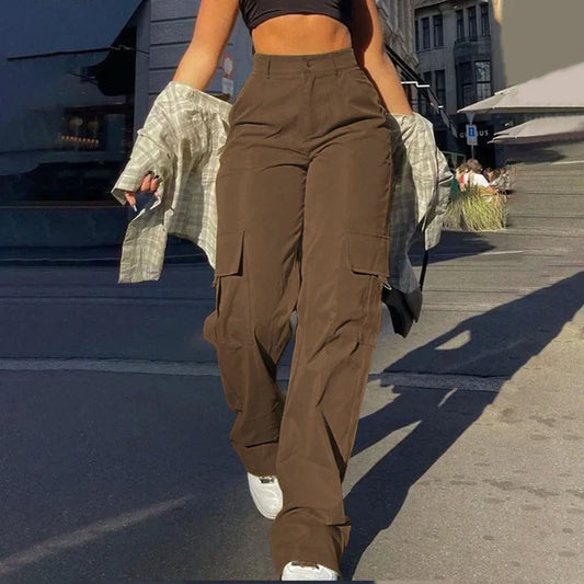 Belita | High Waist Cargo Broek met Zijlading - Streetstyle