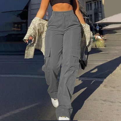 Belita | High Waist Cargo Broek met Zijlading - Streetstyle
