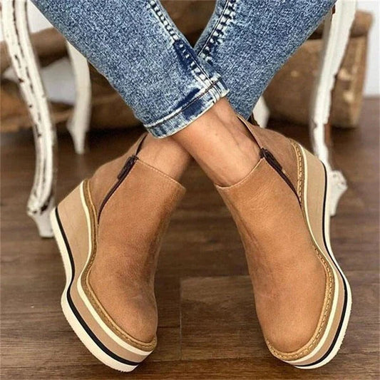 Trendy Comfortabele Dames Enkellaarzen met Plateauzool