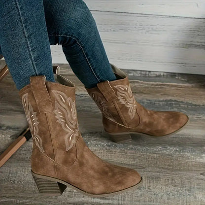 Stijlvolle Cowboy Dames Enkellaarzen met Hak