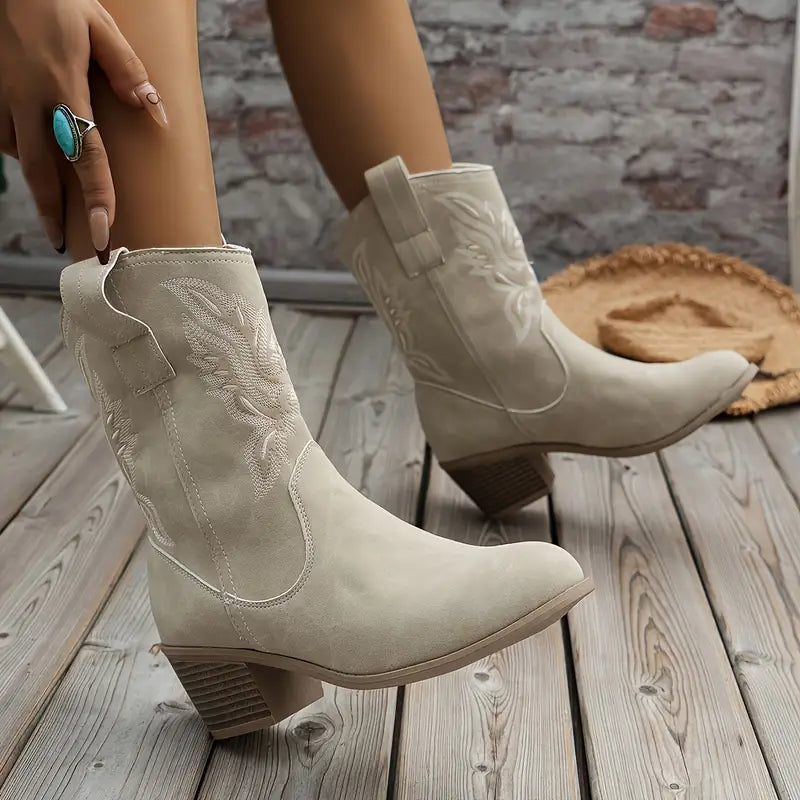 Stijlvolle Cowboy Dames Enkellaarzen met Hak