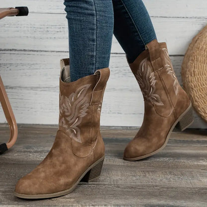 Stijlvolle Cowboy Dames Enkellaarzen met Hak