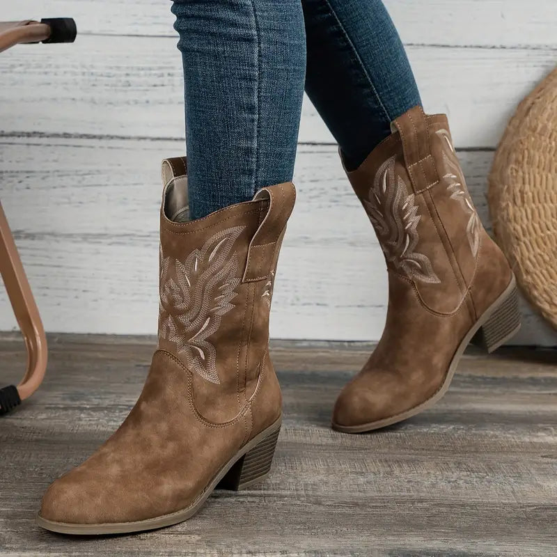 Stijlvolle Cowboy Dames Enkellaarzen met Hak