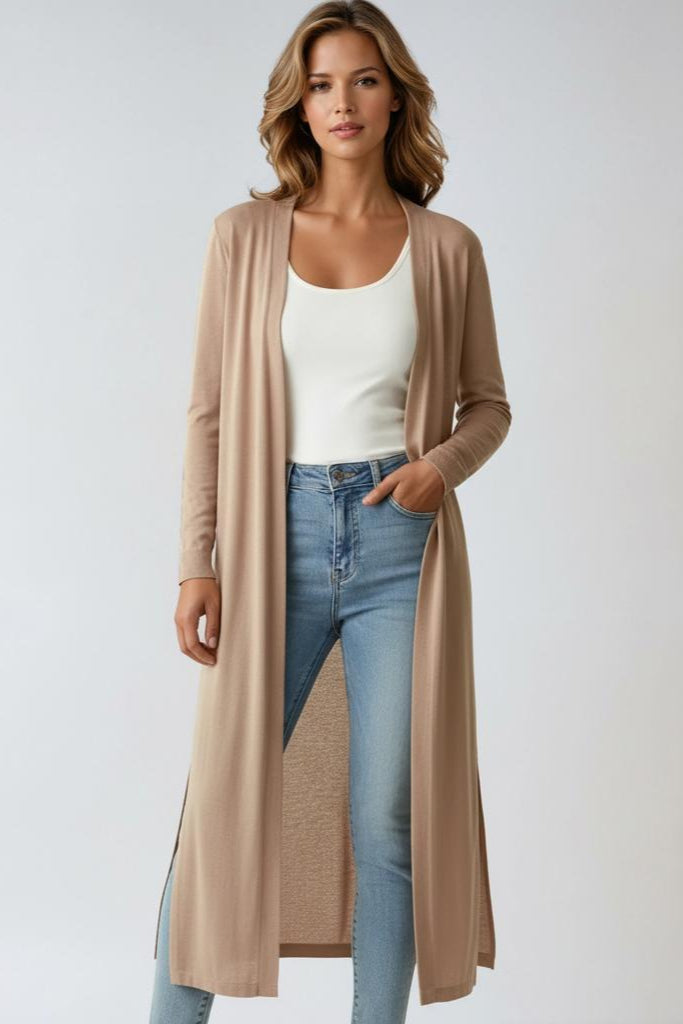 Long Soft Women's Cardigan With Open Front