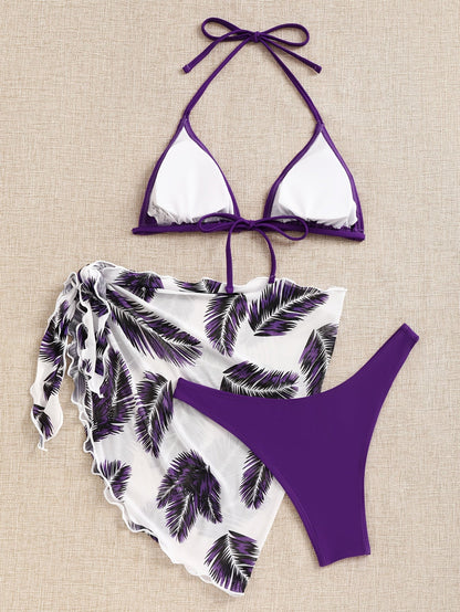 Gaige | Bikini Set met Tropische Sarong en Triangel Top