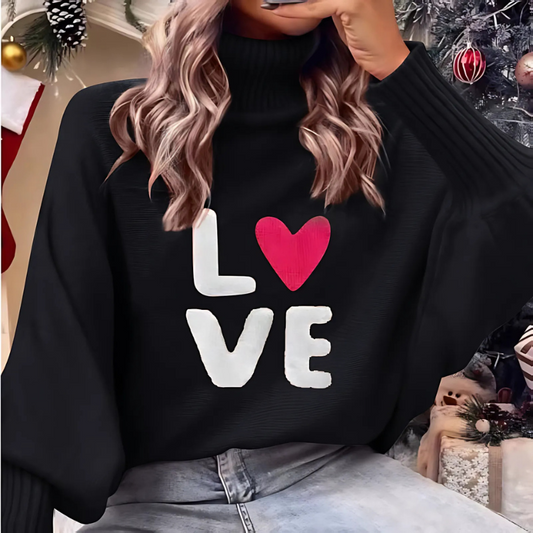 Trendy Dames Coltrui met Lange Mouwen en Love Print