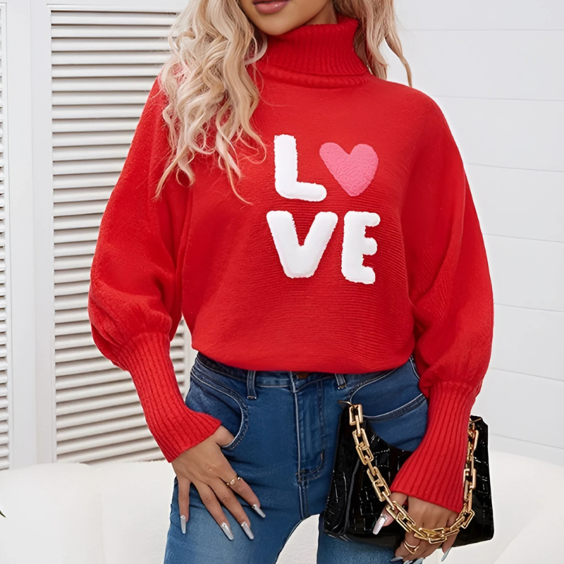 Trendy Dames Coltrui met Lange Mouwen en Love Print