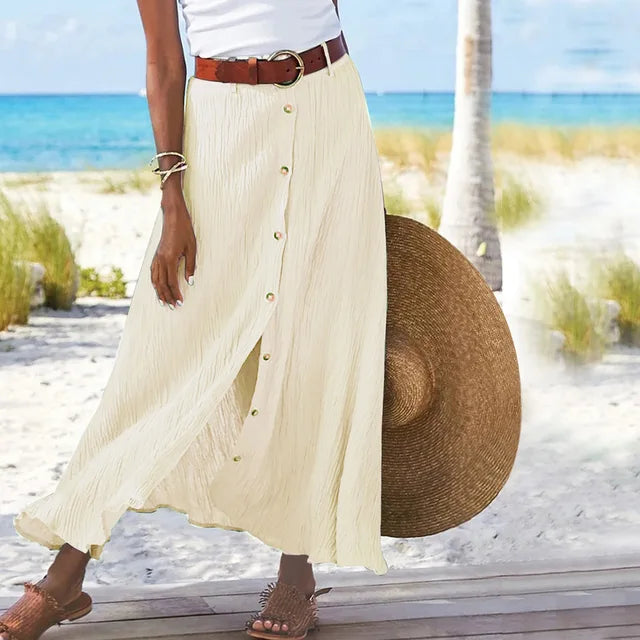 Annalise | Zomerse Lange Rok met Knoopsluiting Dames