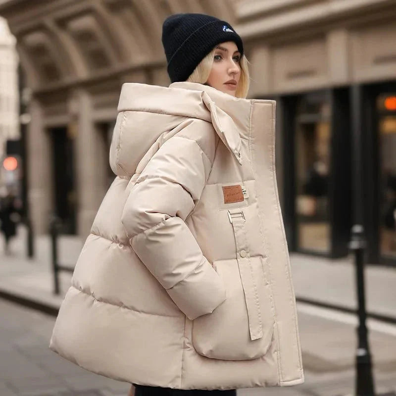 Comfortabele Stijlvolle Dames Puffer Jas Met Capuchon