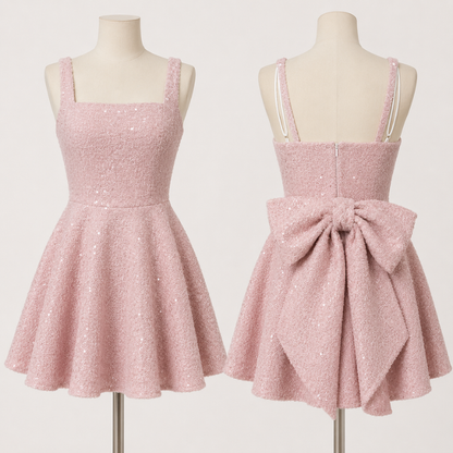 Party Dress With Sequins And Large Bow Mini Dress For Women