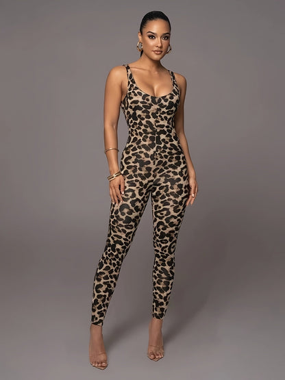 Diona | Sexy Panterprint Jumpsuit met Nauwsluitende Pasvorm