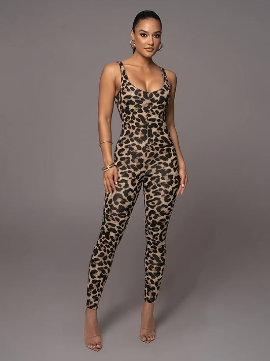 Diona | Sexy Panterprint Jumpsuit met Nauwsluitende Pasvorm