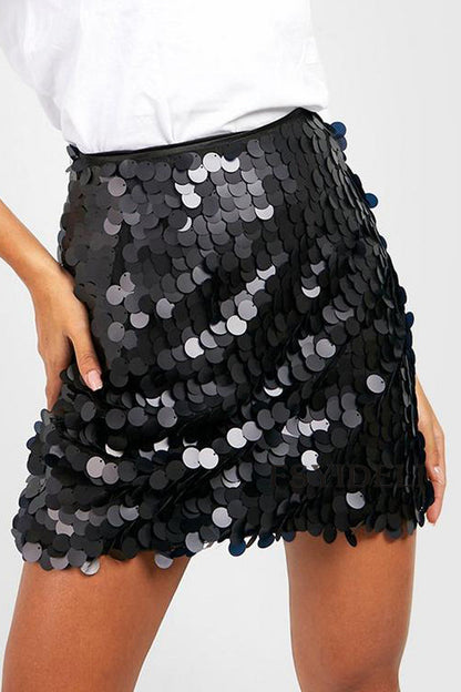 Feestelijke Glitter Dames Mini Rok met Grote Pailletten