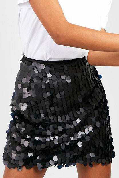 Feestelijke Glitter Dames Mini Rok met Grote Pailletten