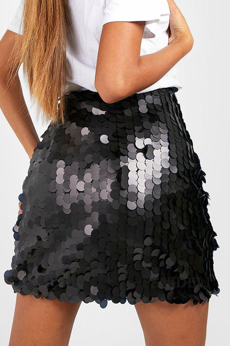 Feestelijke Glitter Dames Mini Rok met Grote Pailletten