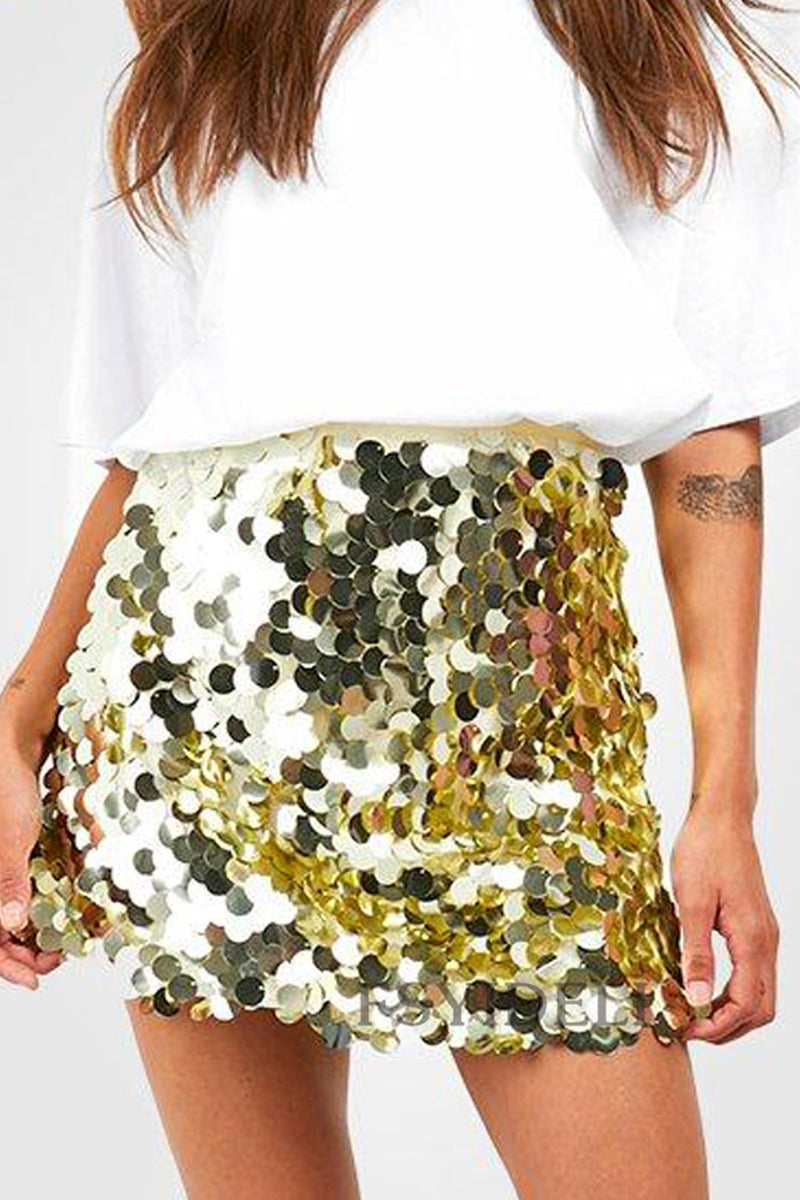 Feestelijke Glitter Dames Mini Rok met Grote Pailletten