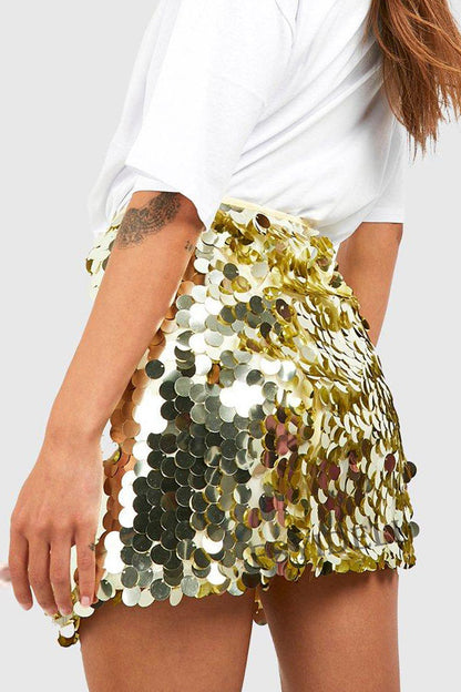 Feestelijke Glitter Dames Mini Rok met Grote Pailletten