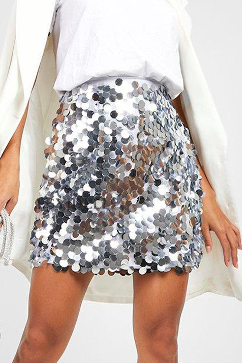 Feestelijke Glitter Dames Mini Rok met Grote Pailletten