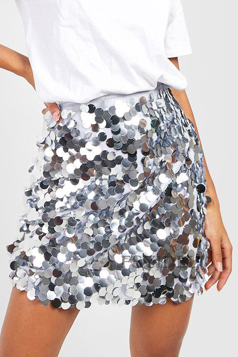 Feestelijke Glitter Dames Mini Rok met Grote Pailletten