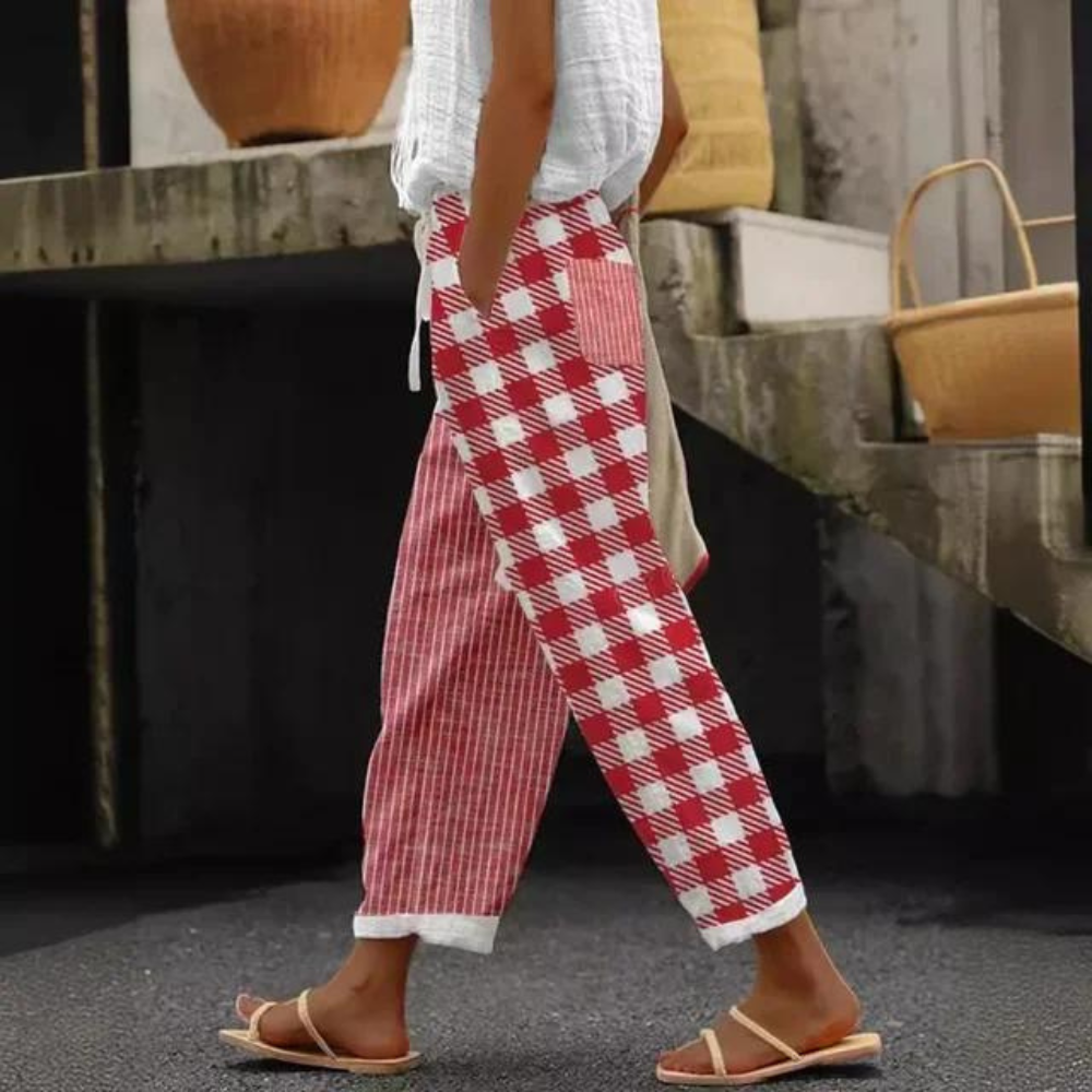 Stijlvolle Elegante Dames Pantalon met Geruit Patroon