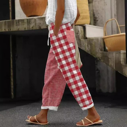 Stijlvolle Elegante Dames Pantalon met Geruit Patroon