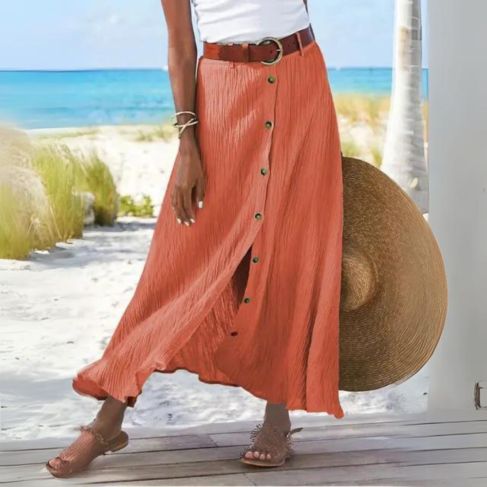 Annalise | Zomerse Lange Rok met Knoopsluiting Dames