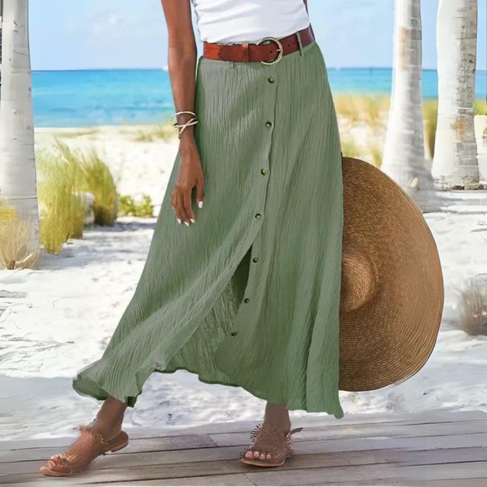 Annalise | Zomerse Lange Rok met Knoopsluiting Dames