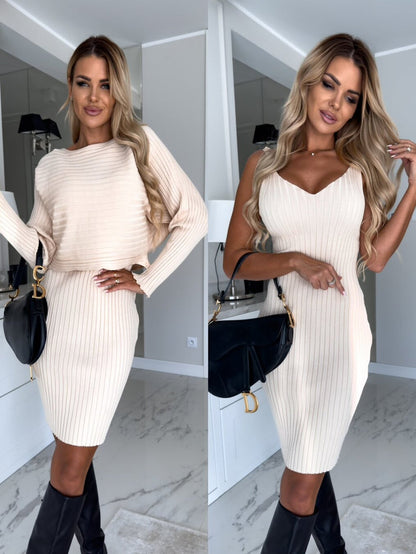 Aimee | Mouwloze Ribbengaren Jurk Set