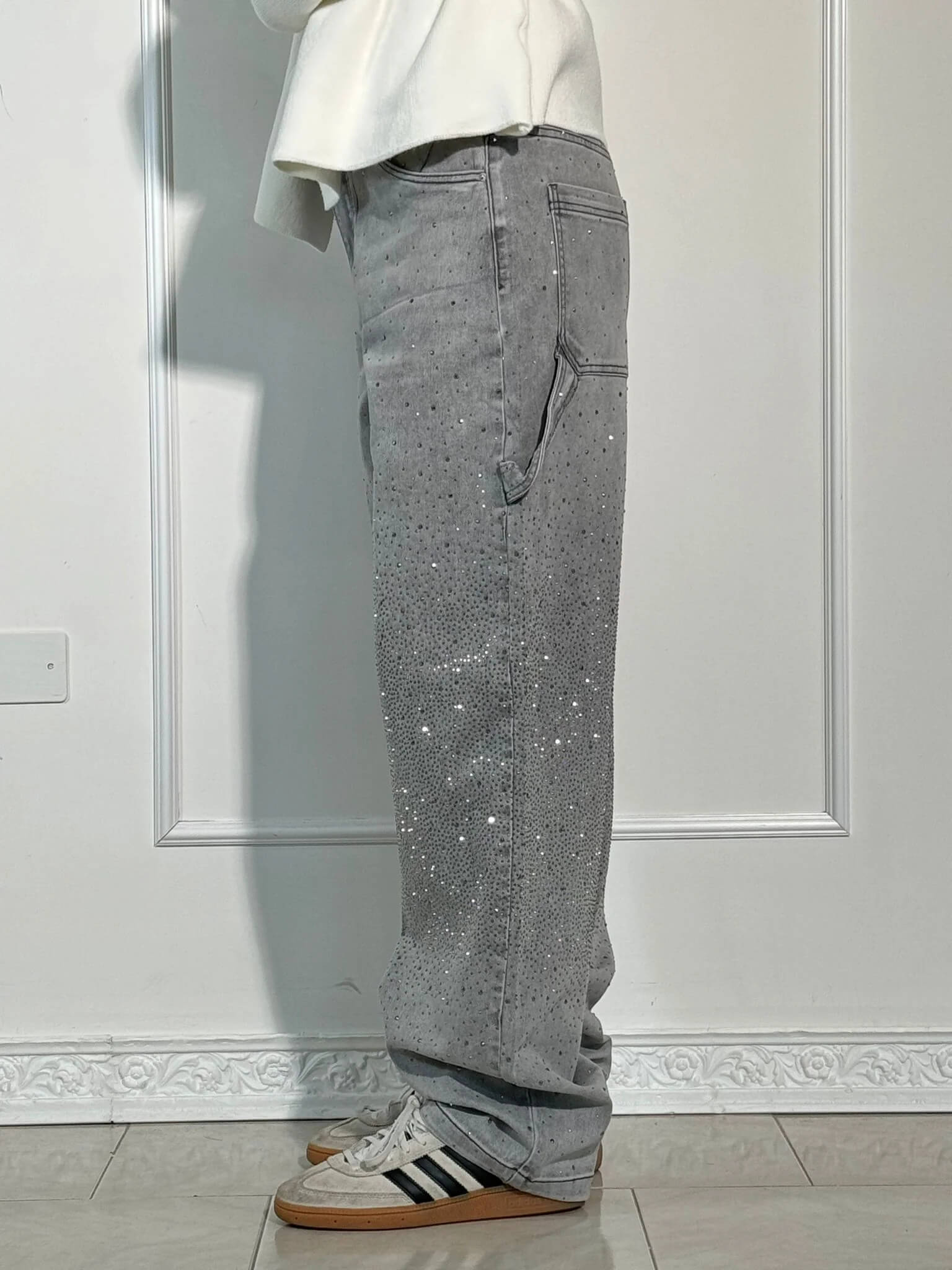 Trendy Glanzende Dames Jeans met Wijde Pijpen